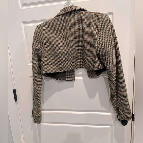 H&M Divided Cropped Tweed Plaid Blazer Jacket - Picture 6 of 7